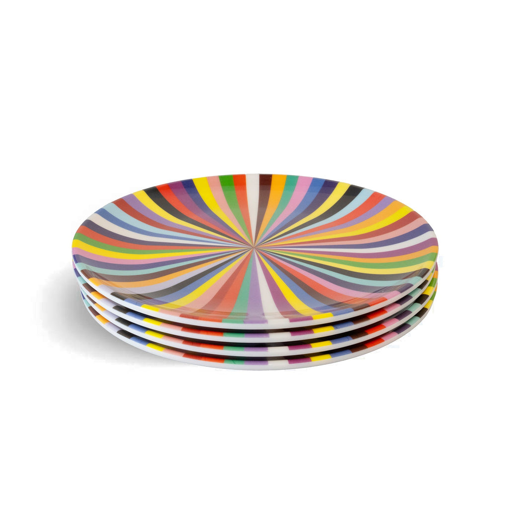 Multicolor Starburst Melamine Dinner Plates, Set of 4