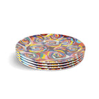 Multicolor Roses Melamine Dinner Plates, Set of 4