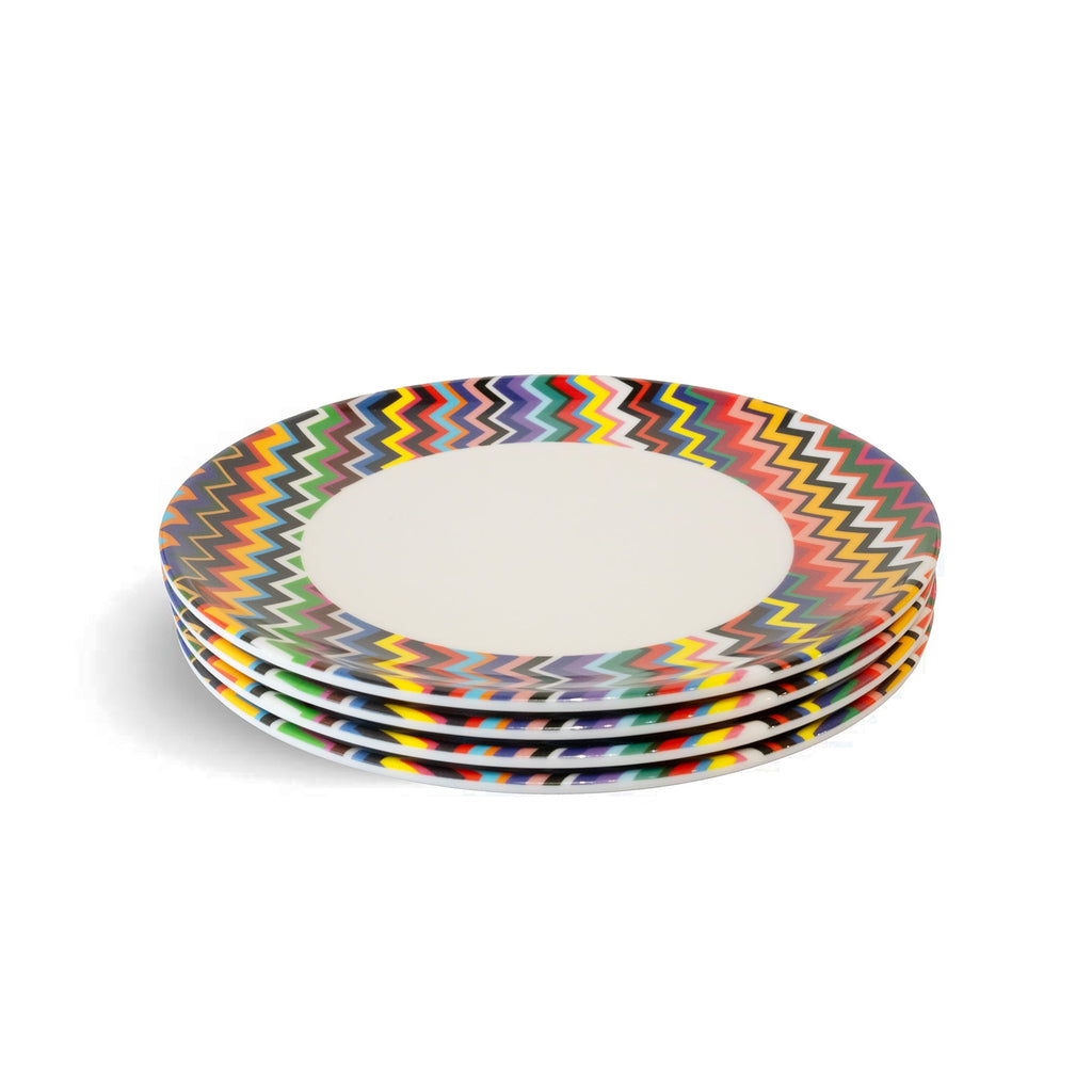Multicolor ZigZag Dinner Plate Set set of four