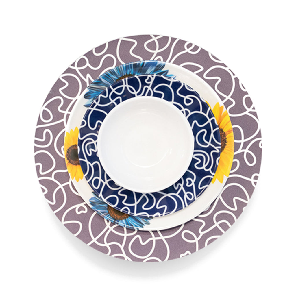 Sunflower Maze Set 16 Piece Setting, melamine dinnerware