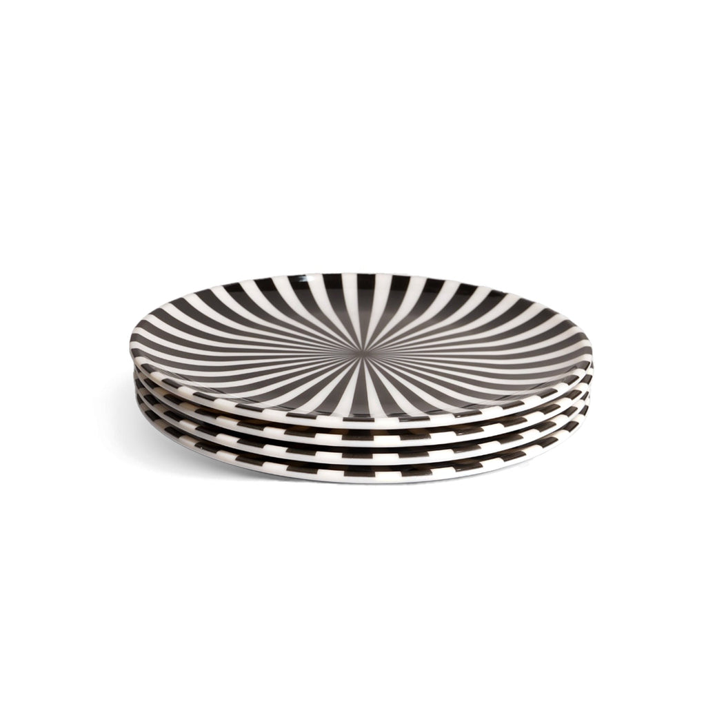 B&W Starburst Salad Plate Set set of four