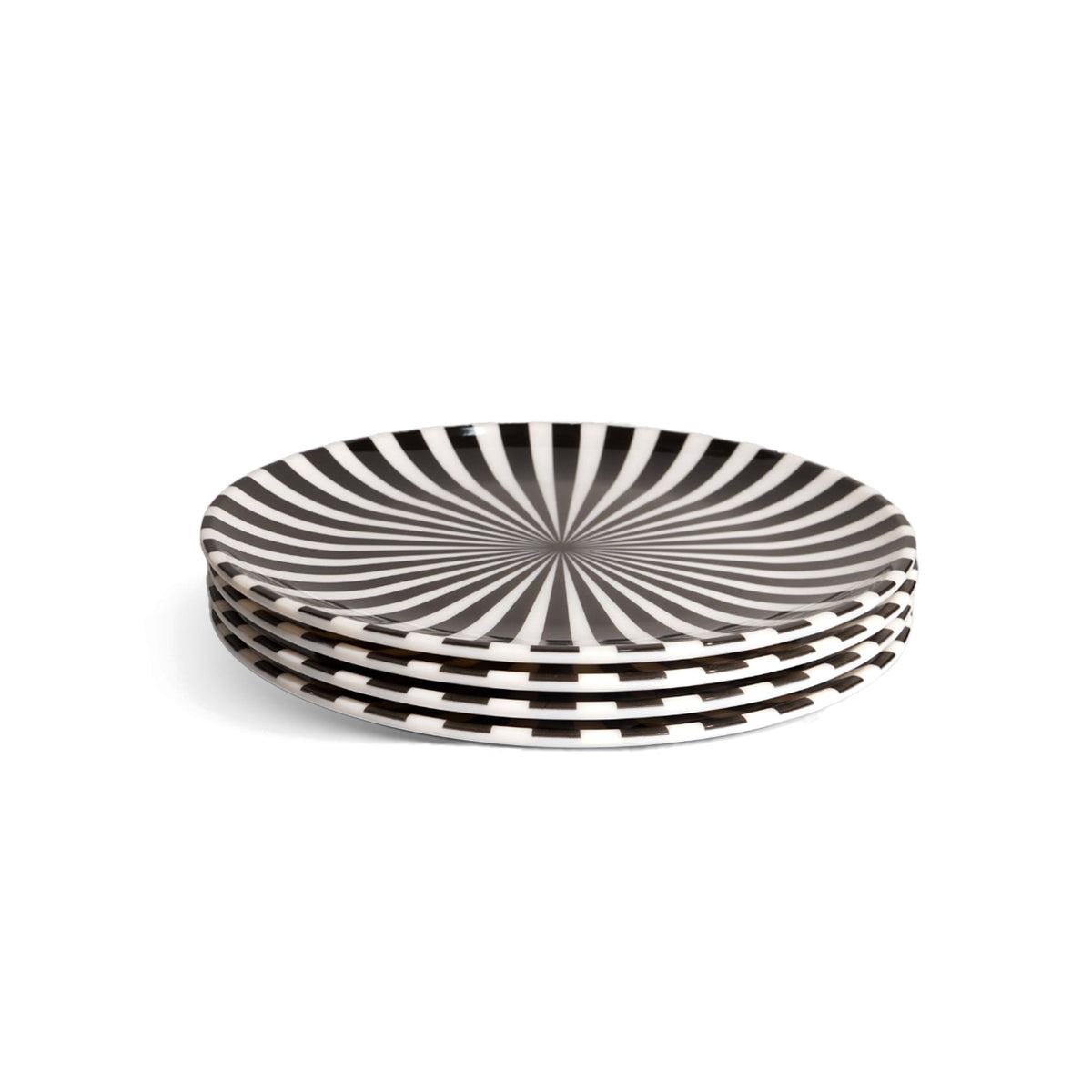 B&W Starburst Salad Plate Set set of four