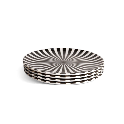 B&W Starburst Salad Plate Set set of four