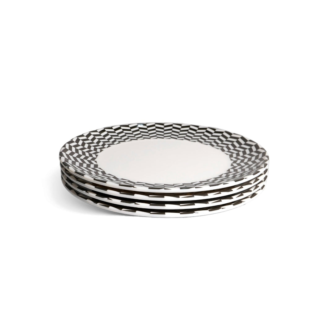 Black & White Chevron Melamine Salad Plates, Set of 4