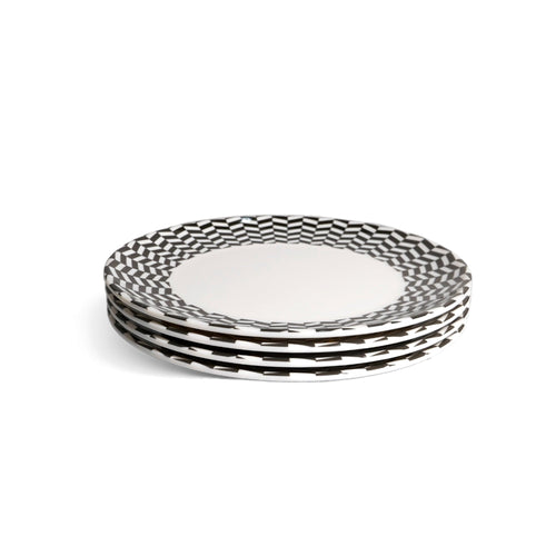 Black & White Chevron Melamine Salad Plates, Set of 4