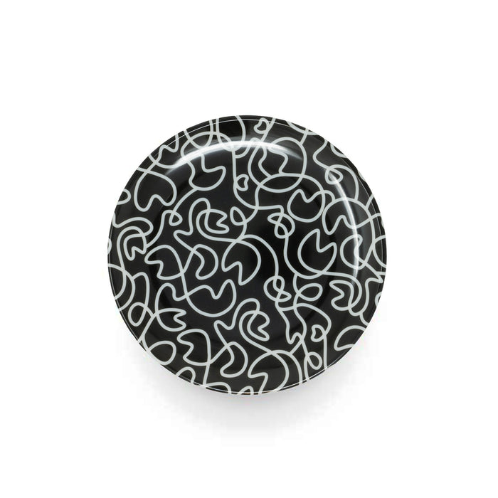 Black & White Squiggly Melamine Salad Plates, Set of 4