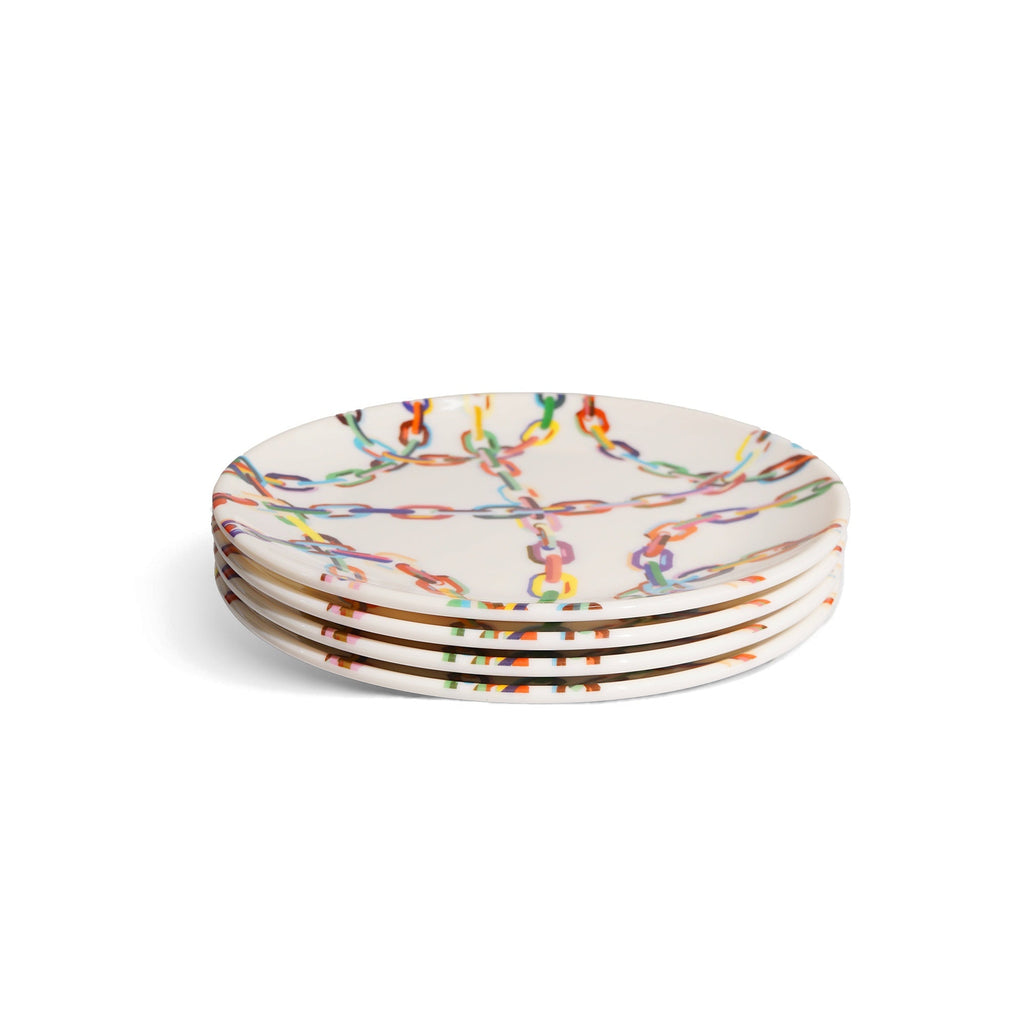 Chain Link Melamine Salad Plates, Set of 4