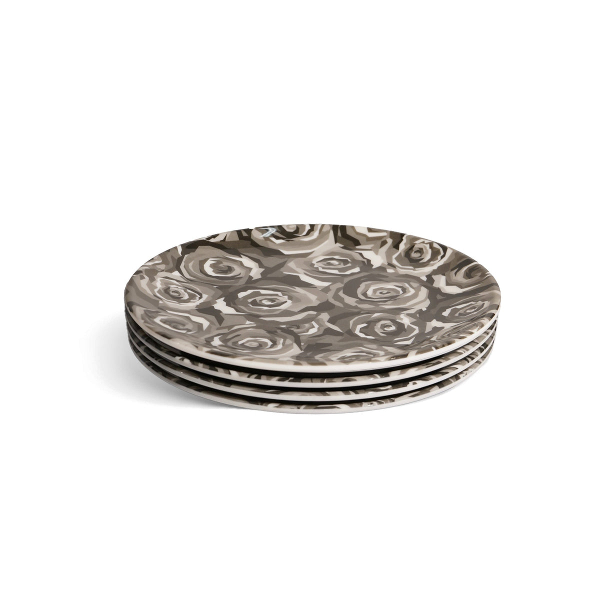 Grayscale Roses Melamine Salad Plates, Set of 4