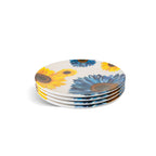 Blue Sunflower Salad Plate Set set of four