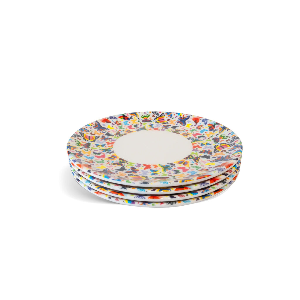 Multicolor Butterflies Melamine Salad Plates, Set of 4