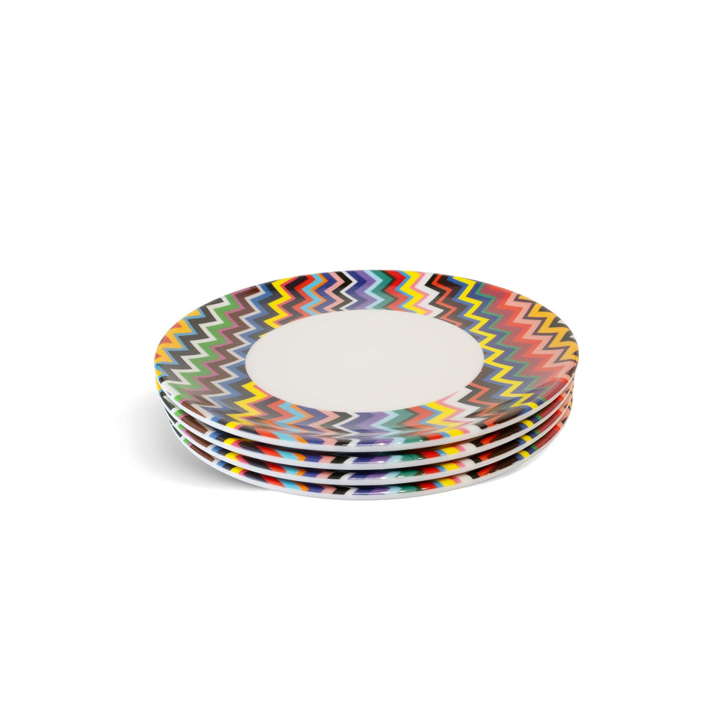 Multicolor Zigzag Melamine Salad Plates, Set of 4