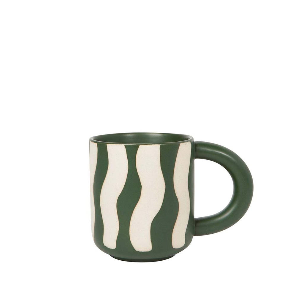 Kale Groovy Squiggle Mug, Green