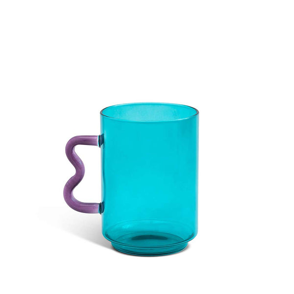 Teal & Purple Squiggle Glass Mug