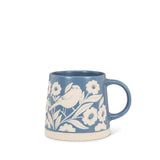 Wide Base Mug with Leaves & Birds-Blue-3.5"H(14oz)