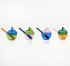 Multicolor Glass Honey Dish, Set of 4