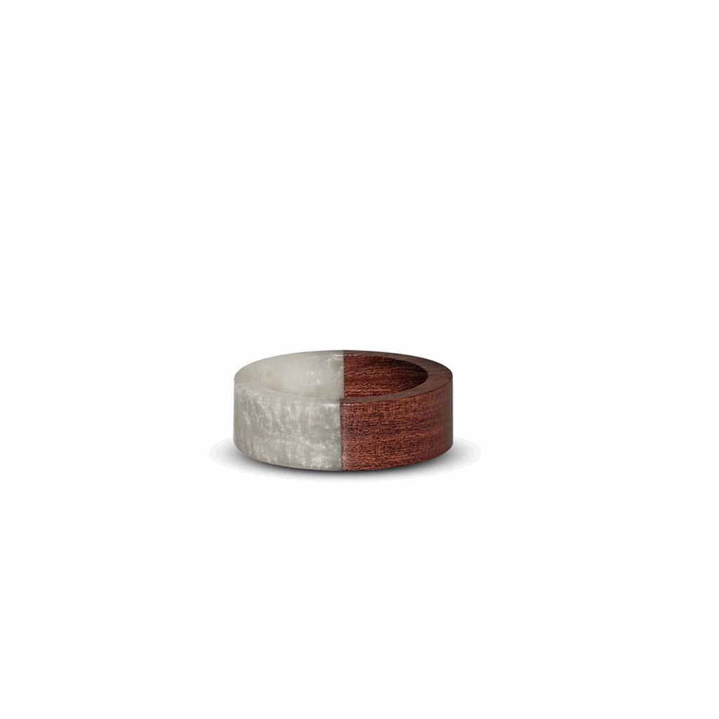 Wood and Pearl Napkin Rings, Set