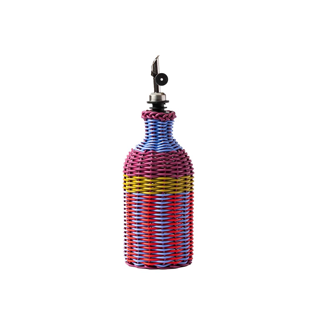 Striped Oil Pourer, Cornflower and Red