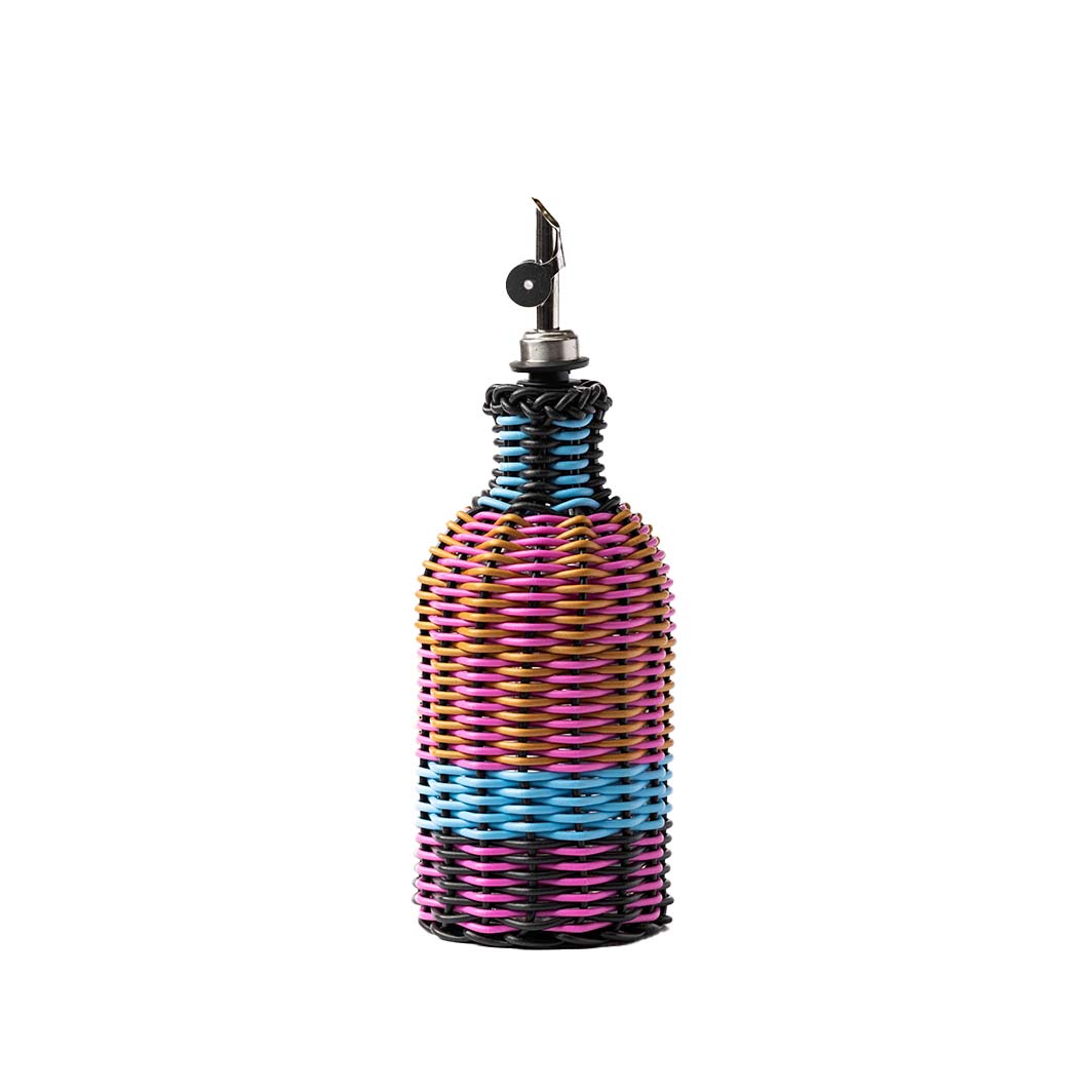Striped Oil Pourer, Hot Pink and Blue