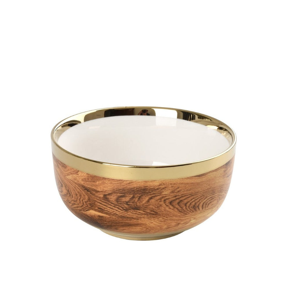Madera Wood and Gold Medium Bowl - white background product photo