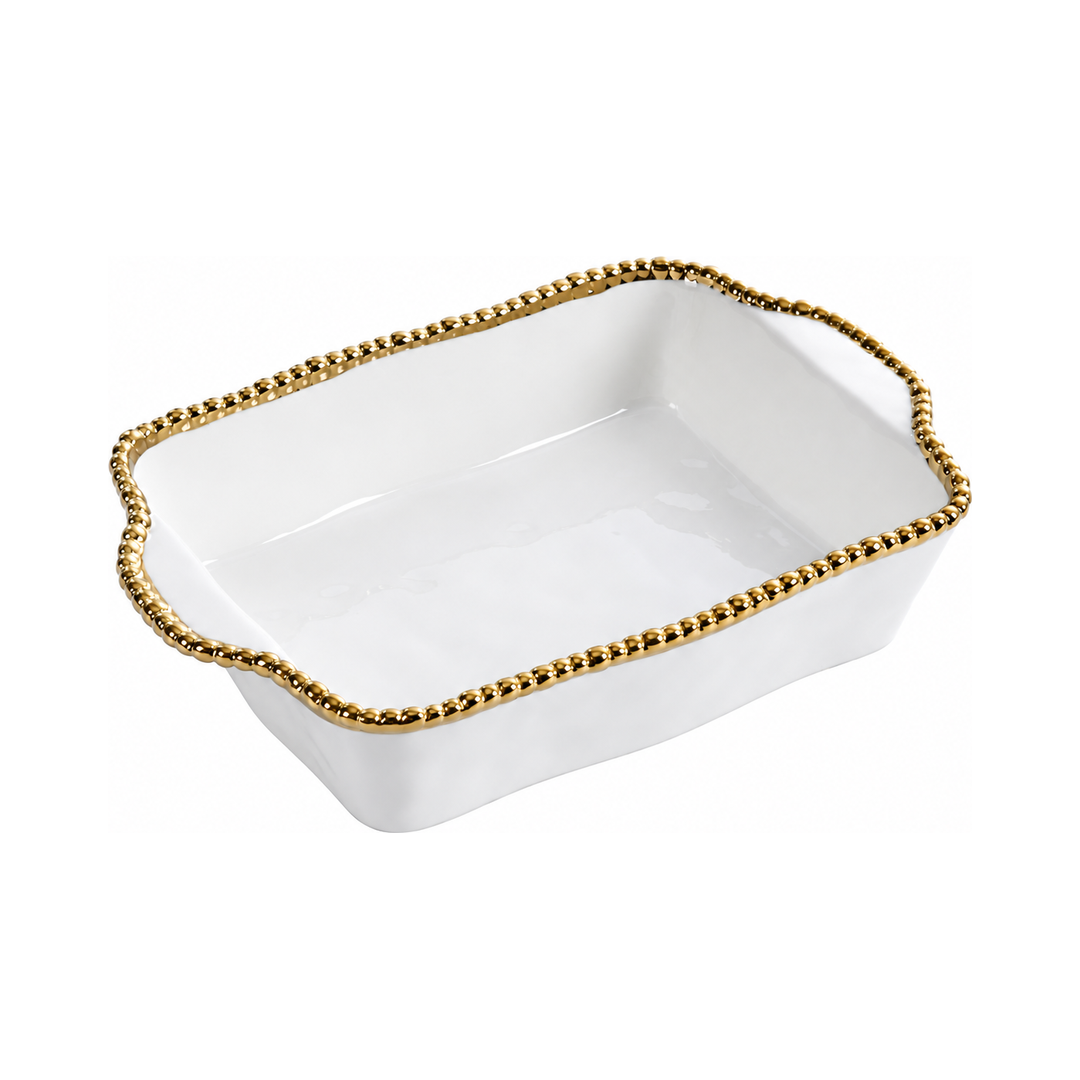 Rectangular Gold Salerno Baking Dish, 11" W x 9" L - white background product photo