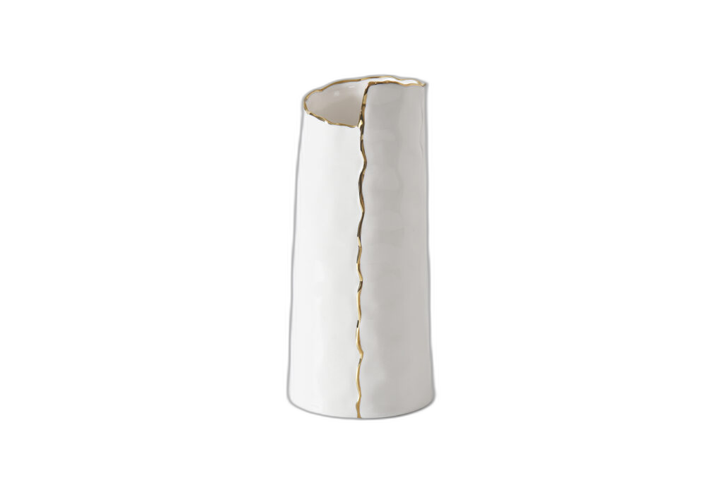 Portofino White & Gold Large Vase - white background product photo