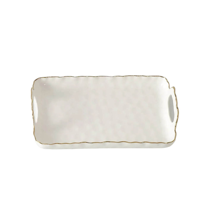 Portofino White and Gold Small Tray with Handles