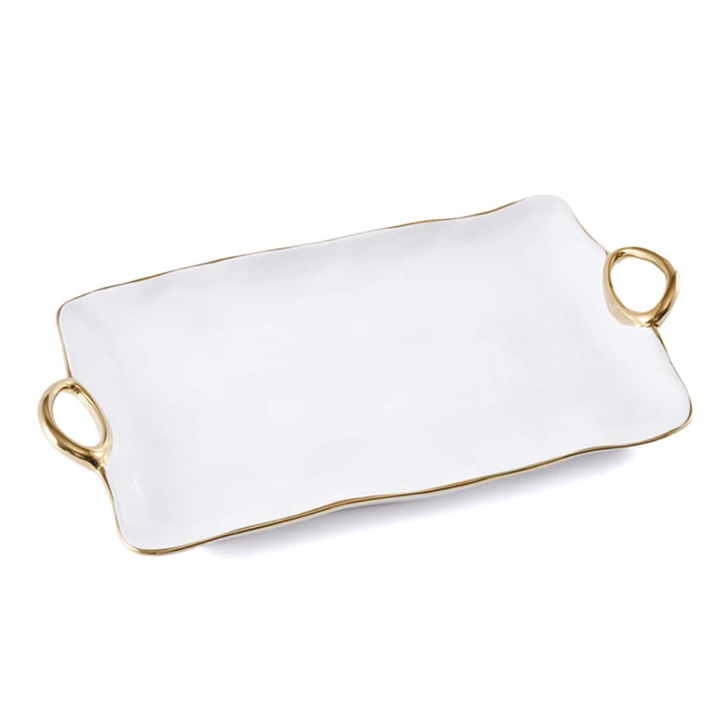 Golden Handles White Large Platter