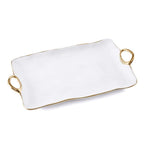 Golden Handles White Large Platter