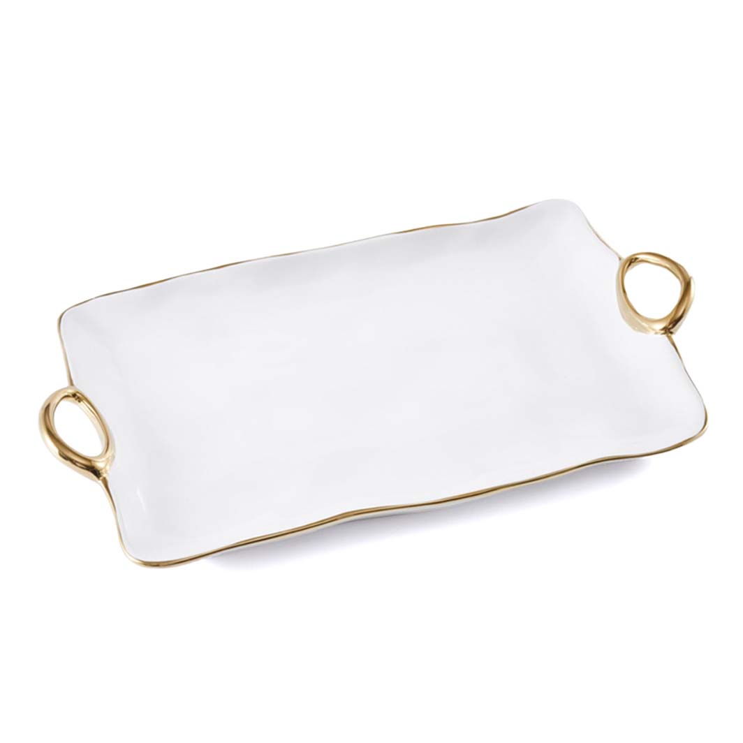 Golden Handles White Large Platter