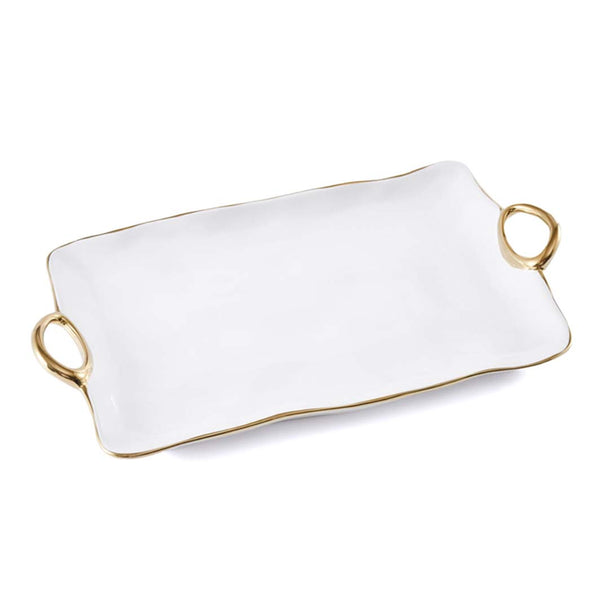 Golden Handles White Large Platter