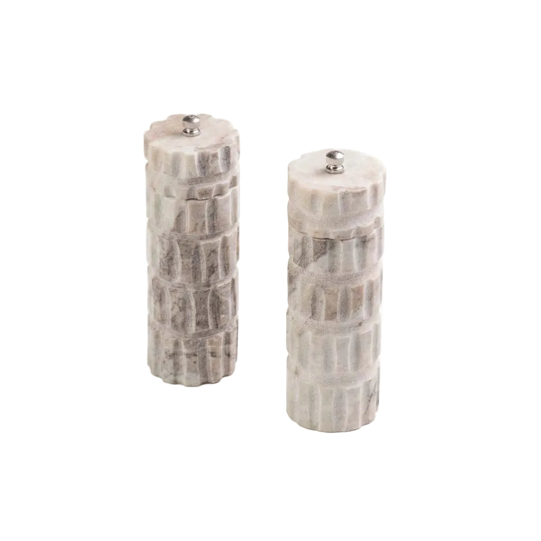 Beatrix Carved Marble Salt and Pepper Mills