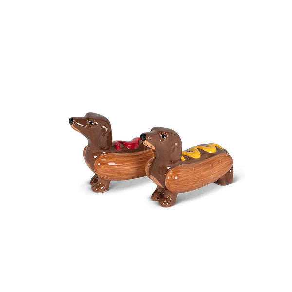 Dachshund Hot Dog Ceramic Salt & Pepper Shakers