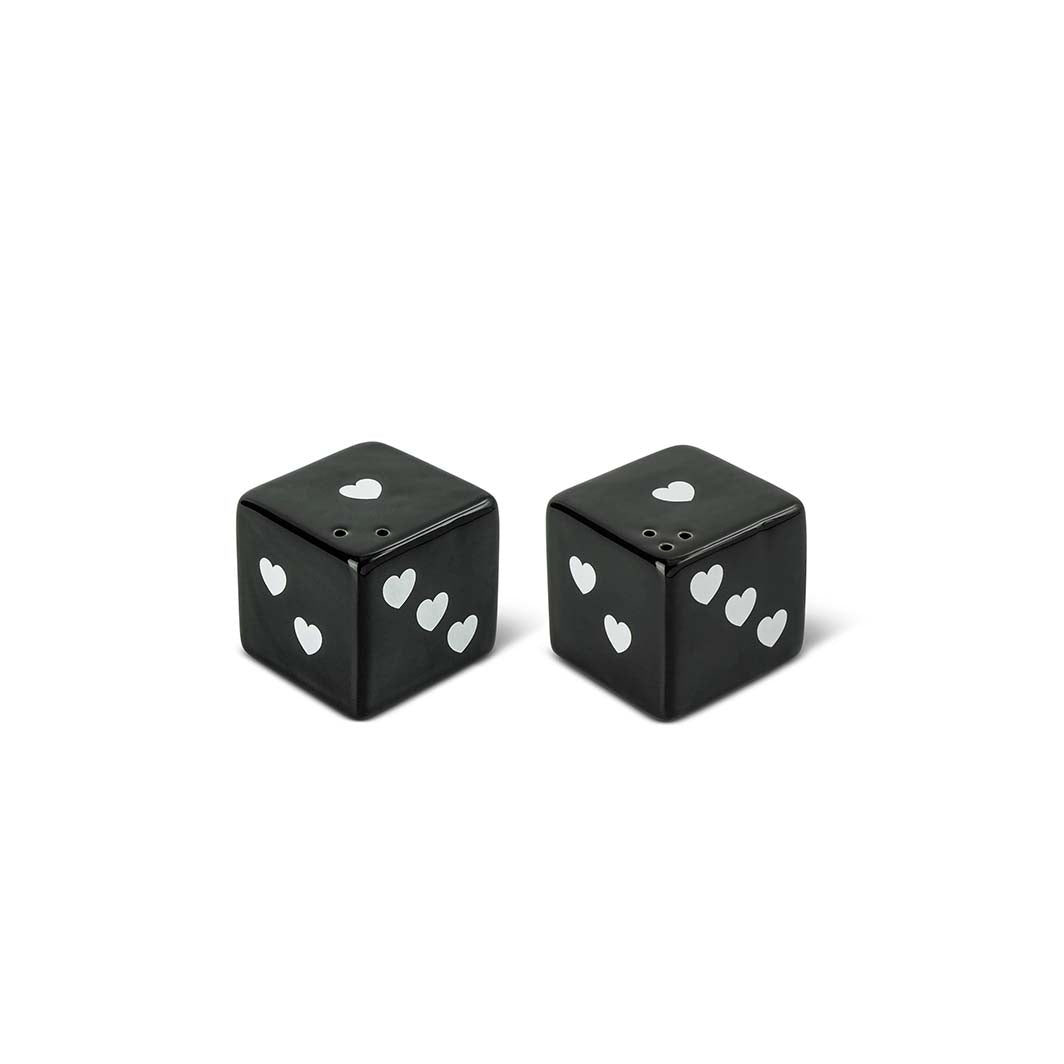 Black Dice Ceramic Salt & Pepper Shakers