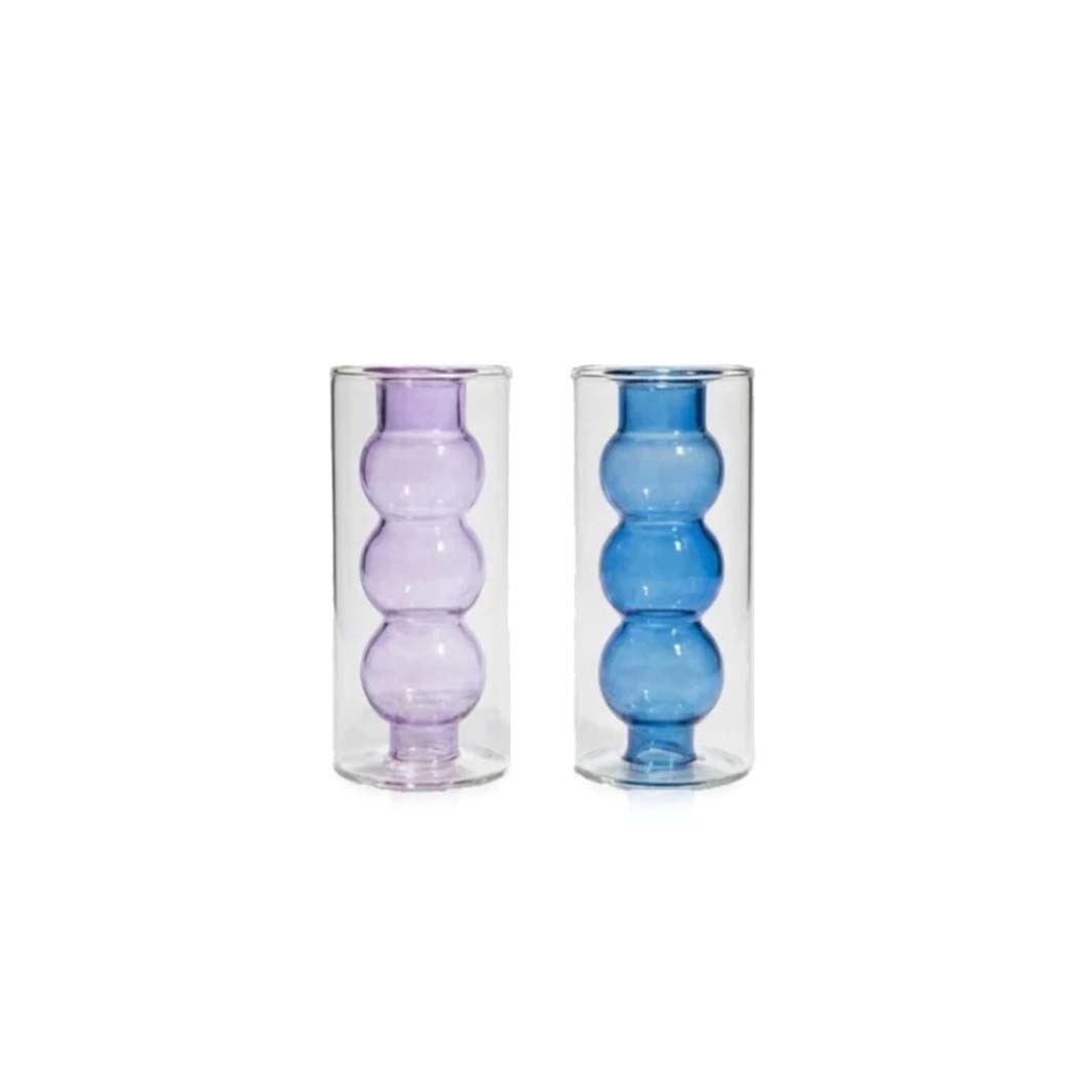 Cobalt and Lavender Bubble Salt and Pepper Shakers