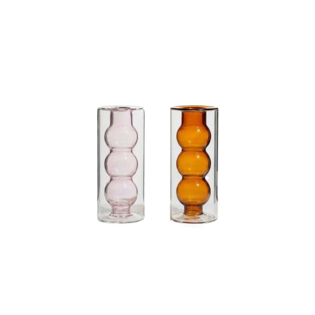 Pink and Amber Bubble Salt and Pepper Shakers