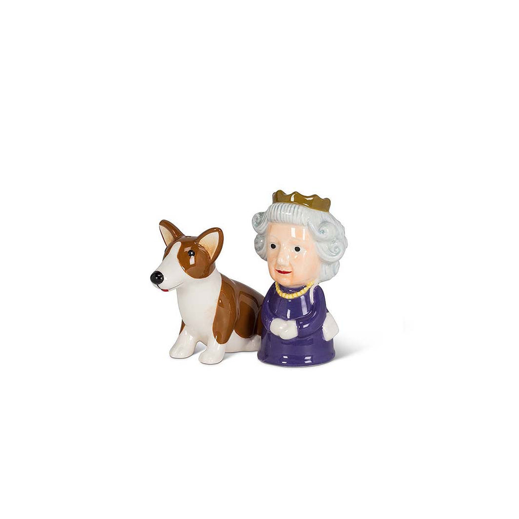 Queen and Corgi Salt and Pepper Shakers, 3.5 in.