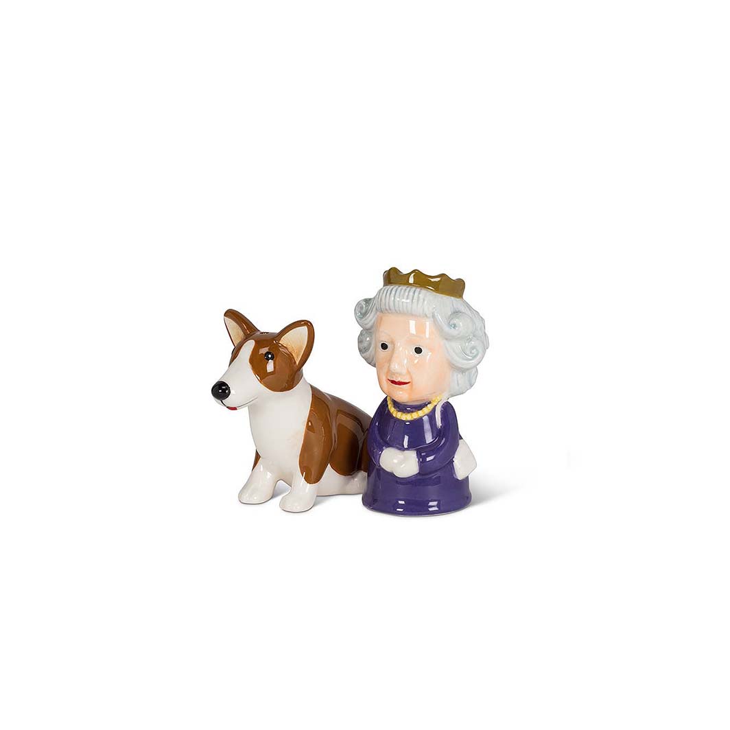 Queen and Corgi Salt and Pepper Shakers, 3.5 in.