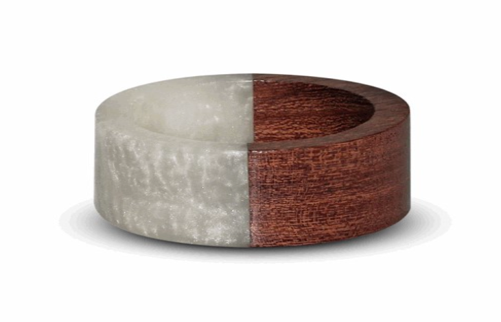 Wood and Pearl Napkin Rings, Set