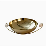 Stainless Steel Serving Bowl with Gold Handles and Balls