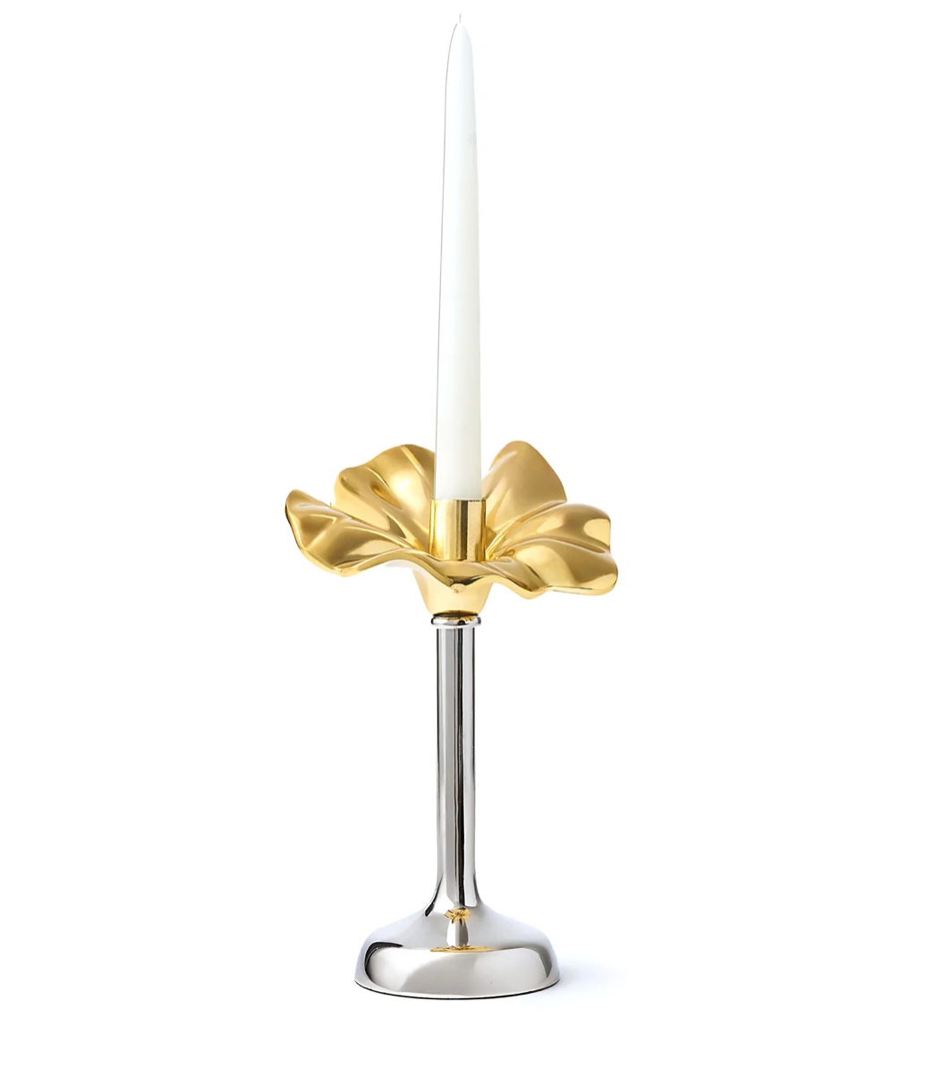 Two-Tone Flower Candle Holder, 10 inch
