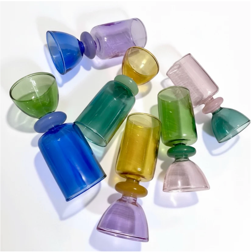 Multicolor Glass Shot Glasses, Set of 6