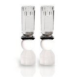Tall Modern Cut Candlestick Holder In White/Black