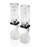 Tall Modern Cut Candlestick Holder In White/Black