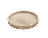 Travertine Round Tray with Gold Studs