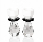 White and Black Modern Cut Crystal Candle Holder