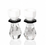 Modern Cut Candle Holder in White/Black
