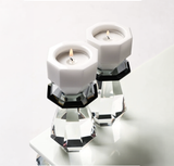 Modern Cut Candle Holder in White/Black