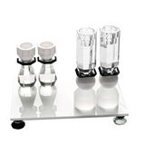 Modern Cut Candle Holder in White/Black