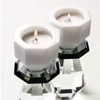 White and Black Modern Cut Crystal Candle Holder