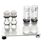 White and Black Modern Cut Crystal Candle Holder